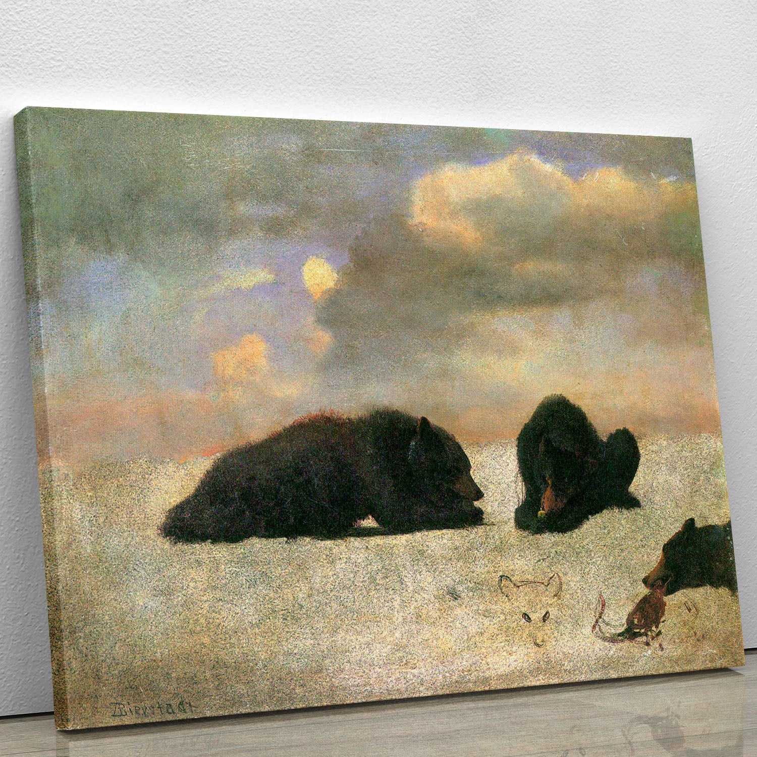 Grizzly Bears by Bierstadt Canvas Print or Poster - Canvas Art Rocks - 1
