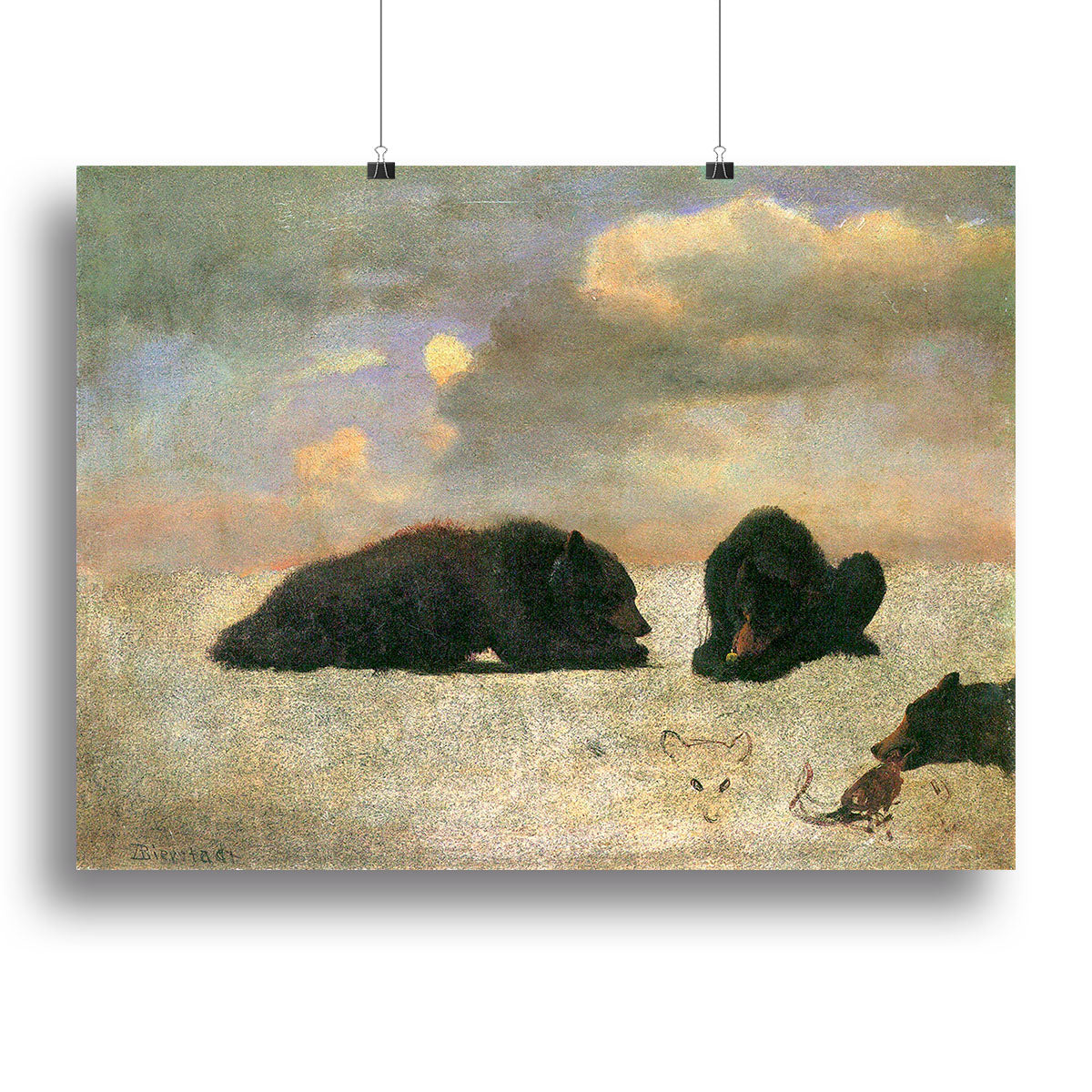 Grizzly Bears by Bierstadt Canvas Print or Poster - Canvas Art Rocks - 2