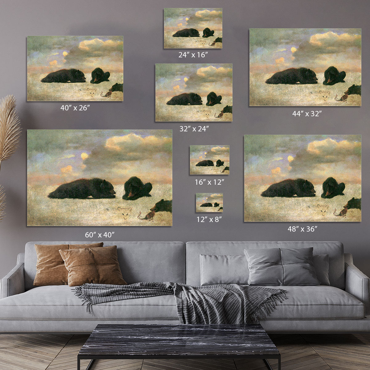 Grizzly Bears by Bierstadt Canvas Print or Poster - Canvas Art Rocks - 7