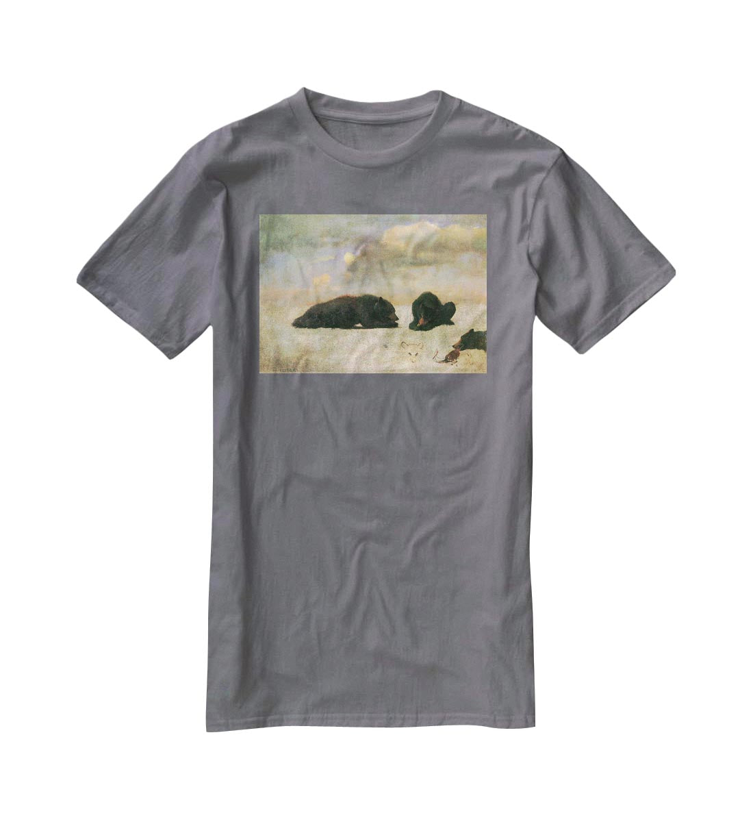 Grizzly Bears by Bierstadt T-Shirt - Canvas Art Rocks - 3