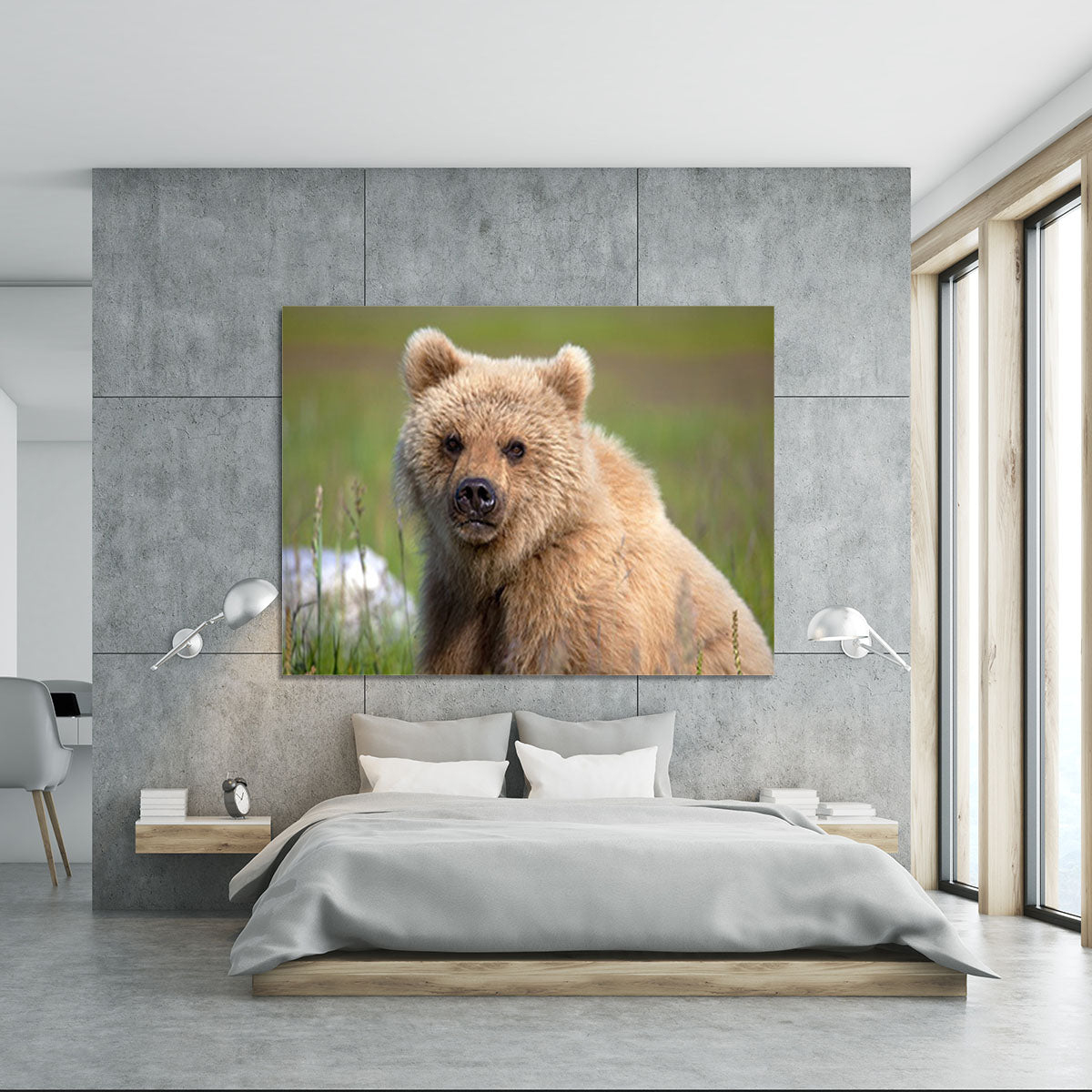 Grizzly cub staring at the camera in Alaska. Canvas Print or Poster - Canvas Art Rocks - 5