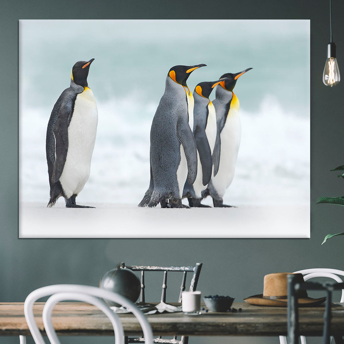 Group of four King penguins Canvas Print or Poster - Canvas Art Rocks - 3