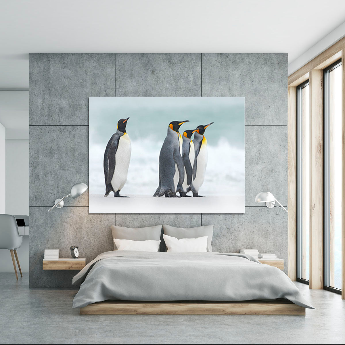 Group of four King penguins Canvas Print or Poster - Canvas Art Rocks - 5