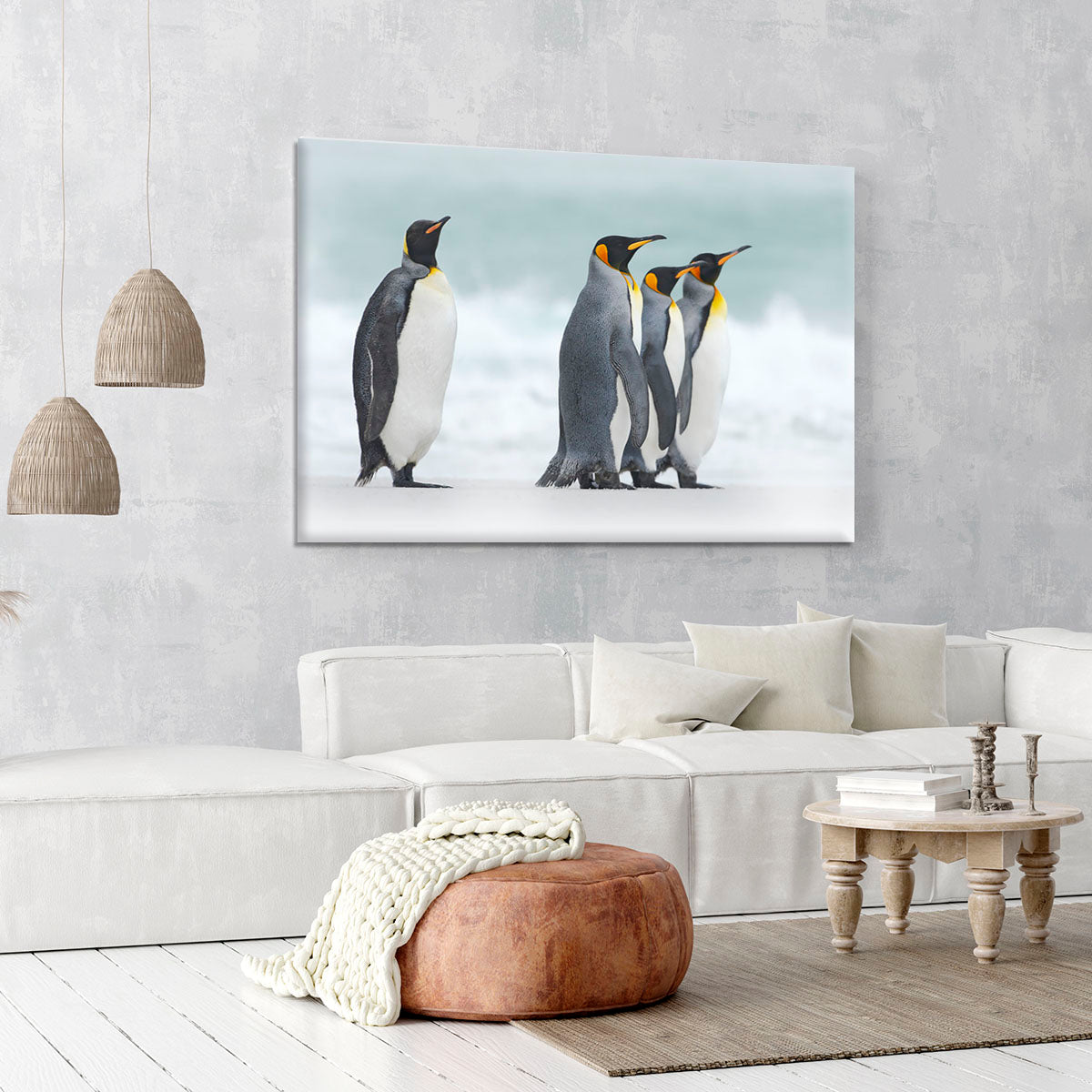 Group of four King penguins Canvas Print or Poster - Canvas Art Rocks - 6