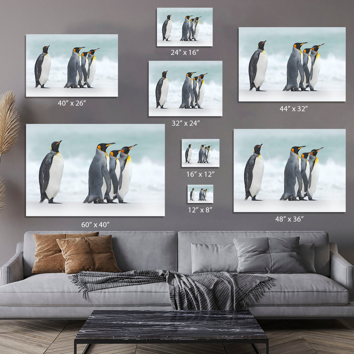 Group of four King penguins Canvas Print or Poster - Canvas Art Rocks - 7