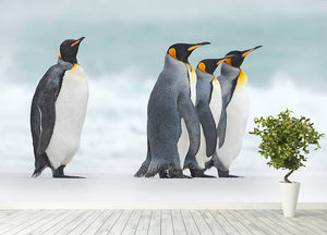 Group of four King penguins Wall Mural Wallpaper - Canvas Art Rocks - 4