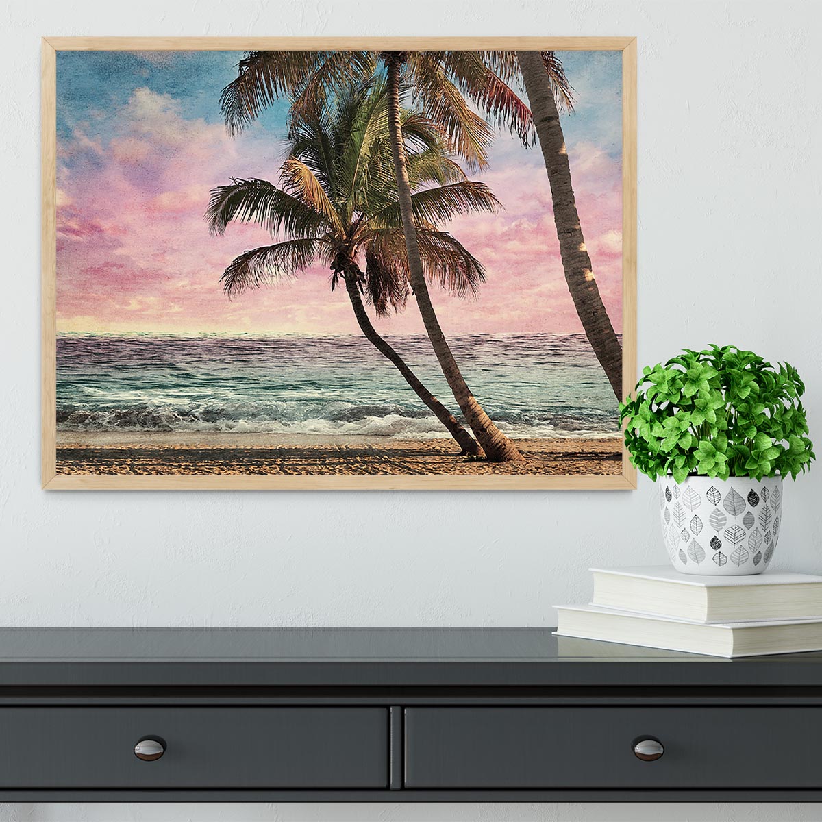 Grunge Image Of Tropical Beach Framed Print - Canvas Art Rocks - 4