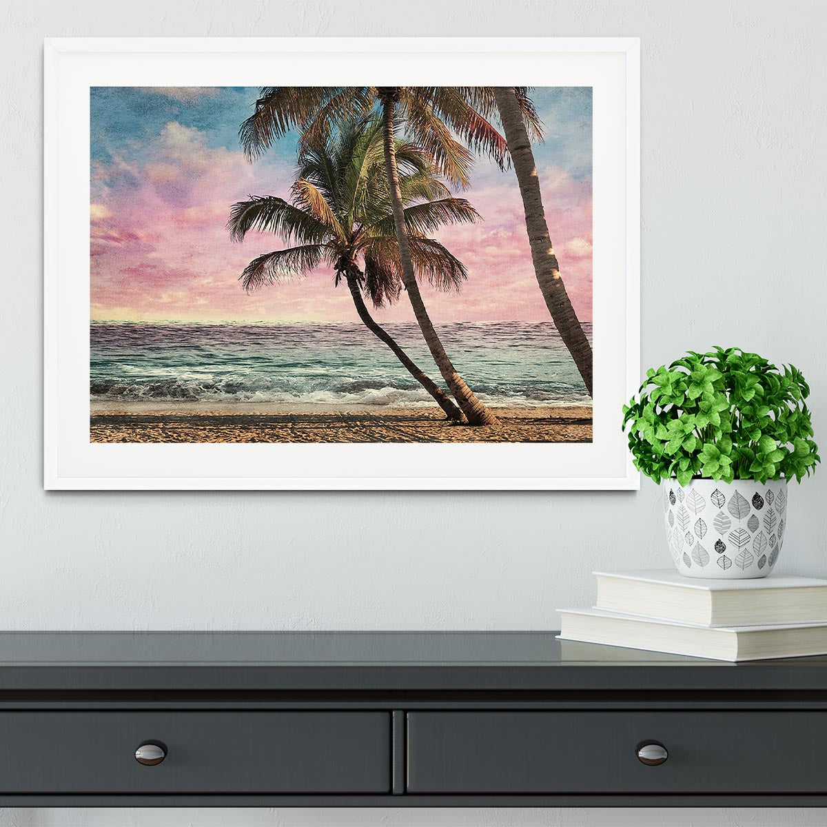 Grunge Image Of Tropical Beach Framed Print - Canvas Art Rocks - 5