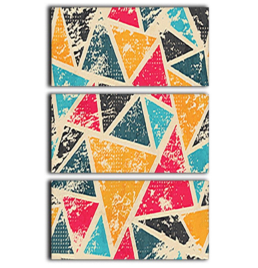 Grunge colored triangle 3 Split Panel Canvas Print - Canvas Art Rocks - 1