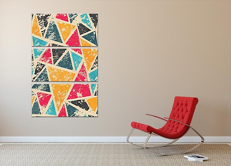 Grunge colored triangle 3 Split Panel Canvas Print - Canvas Art Rocks - 2