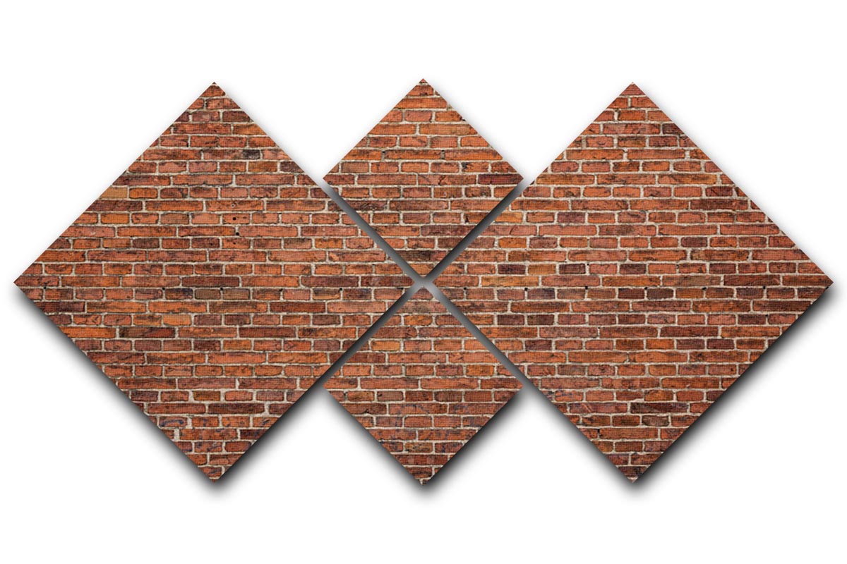 Grunge red brick wall 4 Square Multi Panel Canvas - Canvas Art Rocks - 1