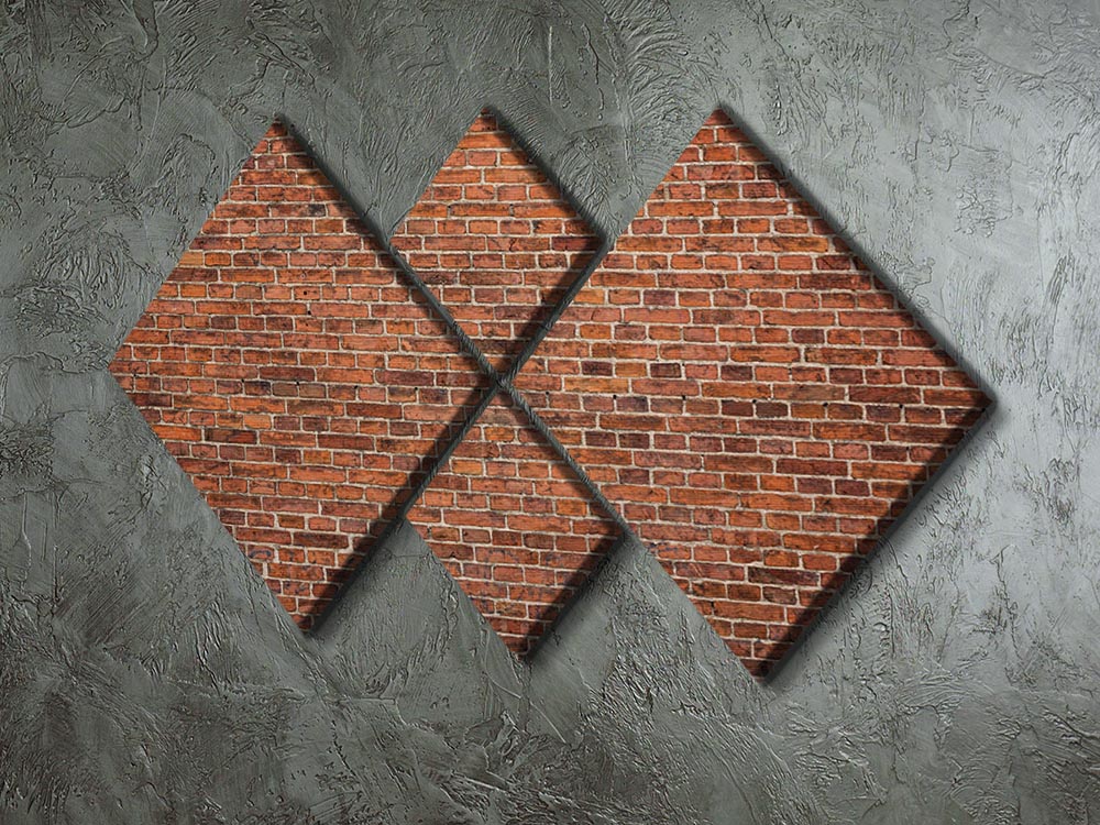 Grunge red brick wall 4 Square Multi Panel Canvas - Canvas Art Rocks - 2