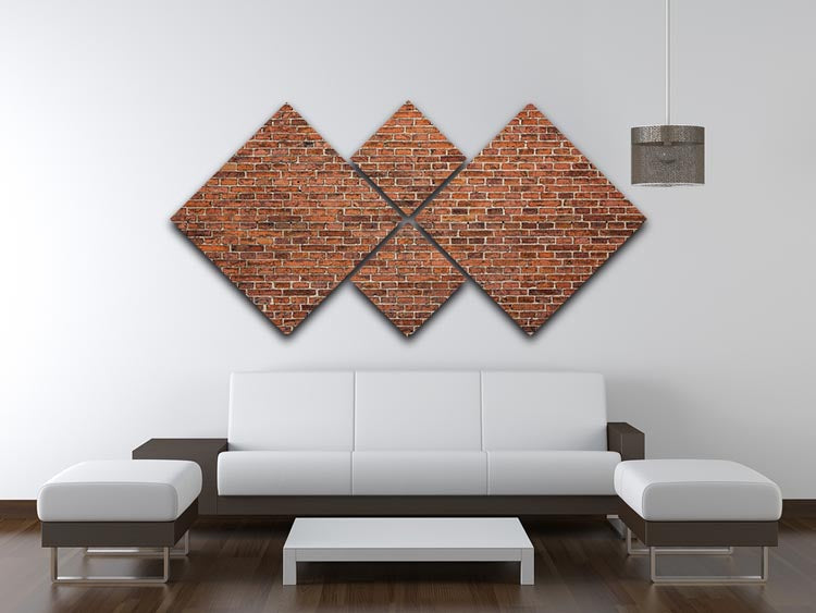 Grunge red brick wall 4 Square Multi Panel Canvas - Canvas Art Rocks - 3