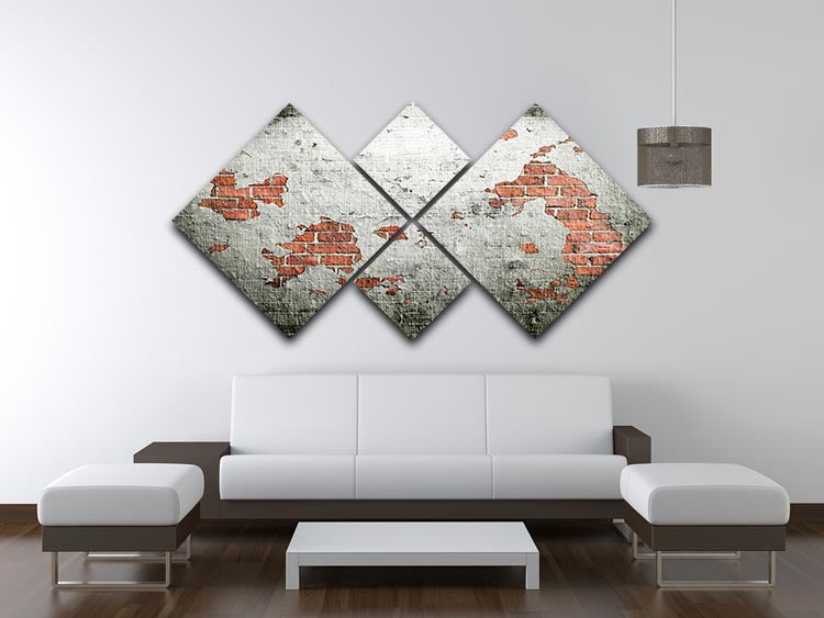 Grunge wall background 4 Square Multi Panel Canvas - Canvas Art Rocks - 3