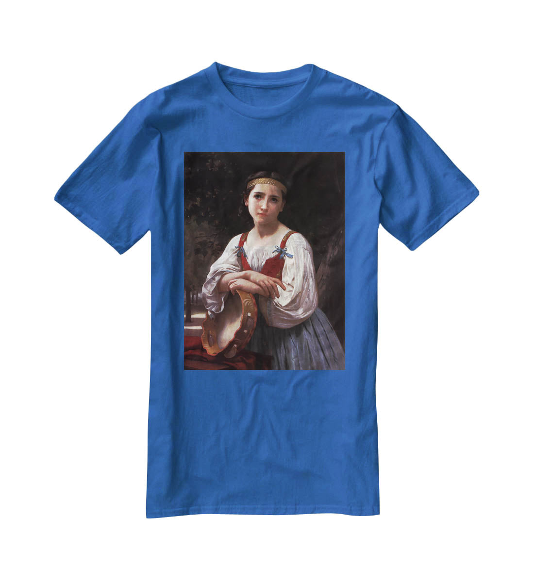 Gypsy Girl with a Basque Drum By Bouguereau T-Shirt - Canvas Art Rocks - 2