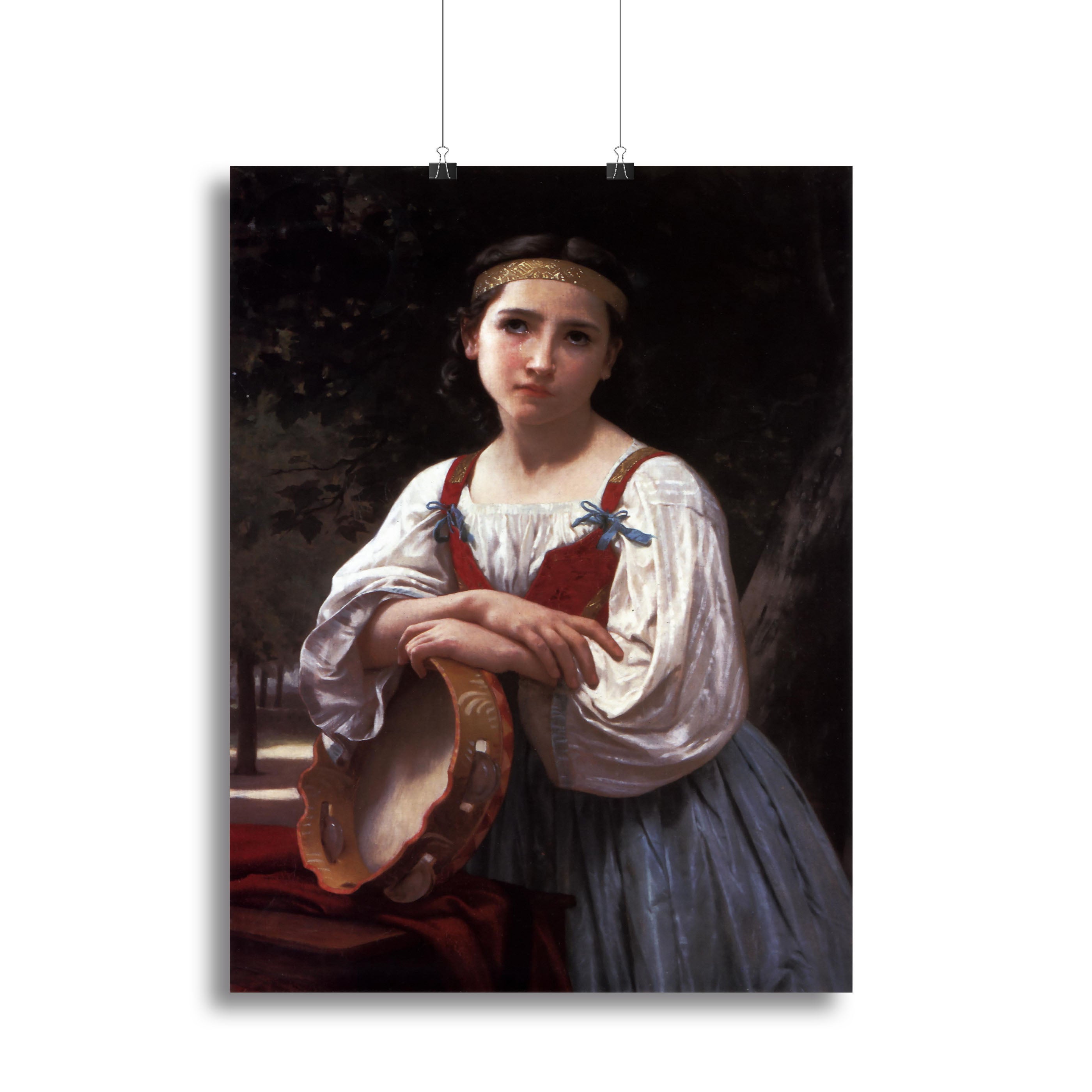 Gypsy Girl with a Basque Drum By Bouguereau Canvas Print or Poster - Canvas Art Rocks - 2