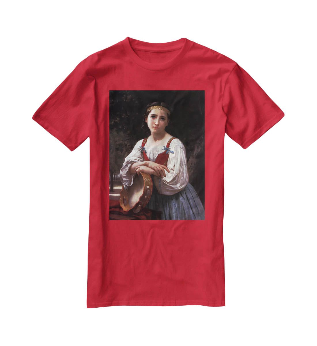 Gypsy Girl with a Basque Drum By Bouguereau T-Shirt - Canvas Art Rocks - 4