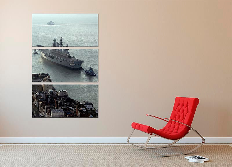 HMS Illustrious leaves Portsmouth Harbour 3 Split Panel Canvas Print - Canvas Art Rocks - 2