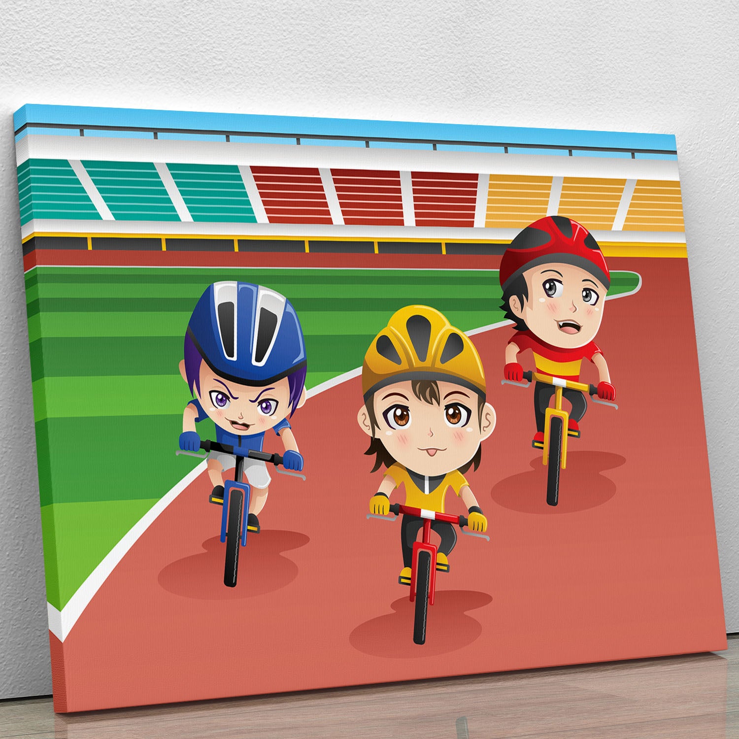 Happy kids in a bicycle race Canvas Print or Poster - Canvas Art Rocks - 1