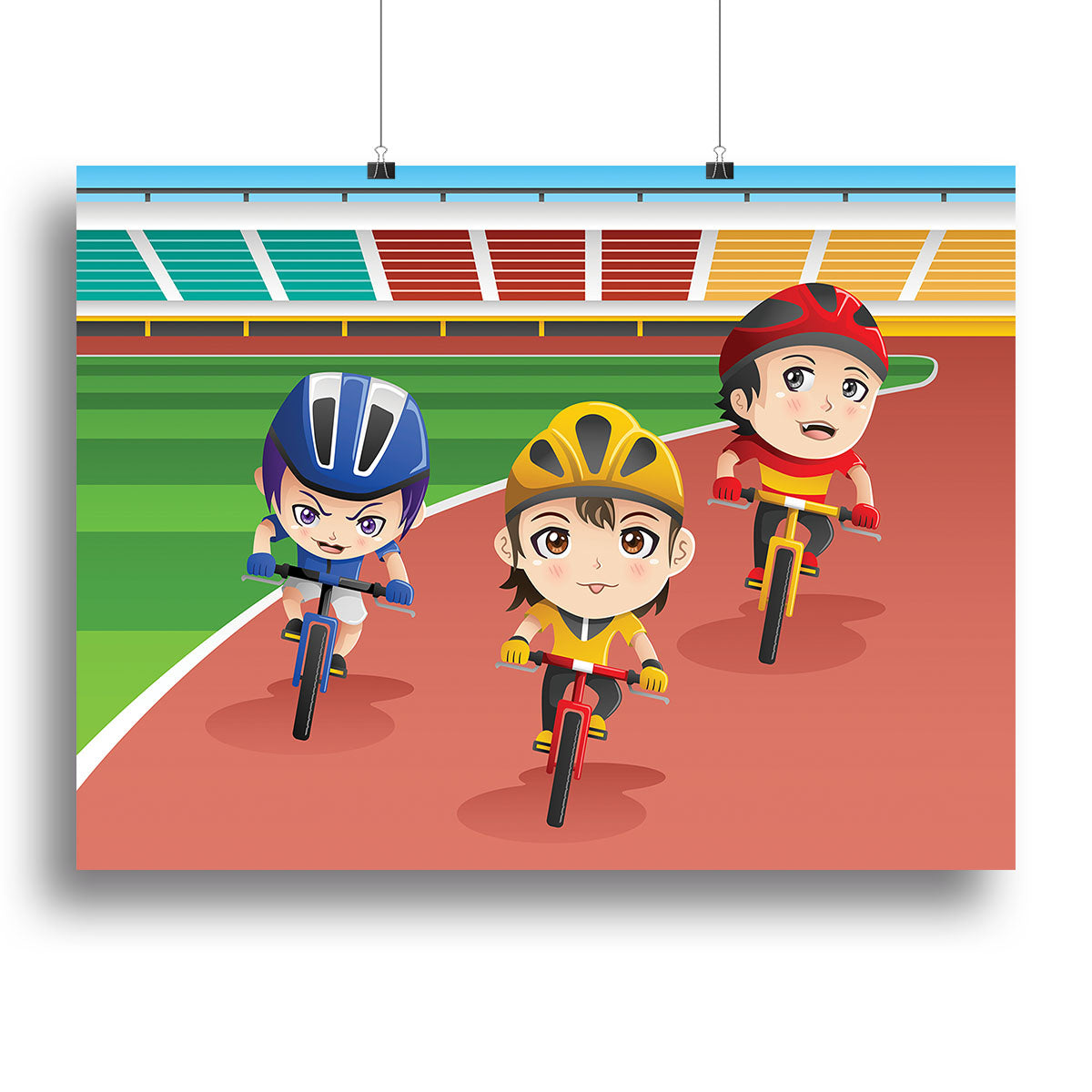 Happy kids in a bicycle race Canvas Print or Poster - Canvas Art Rocks - 2