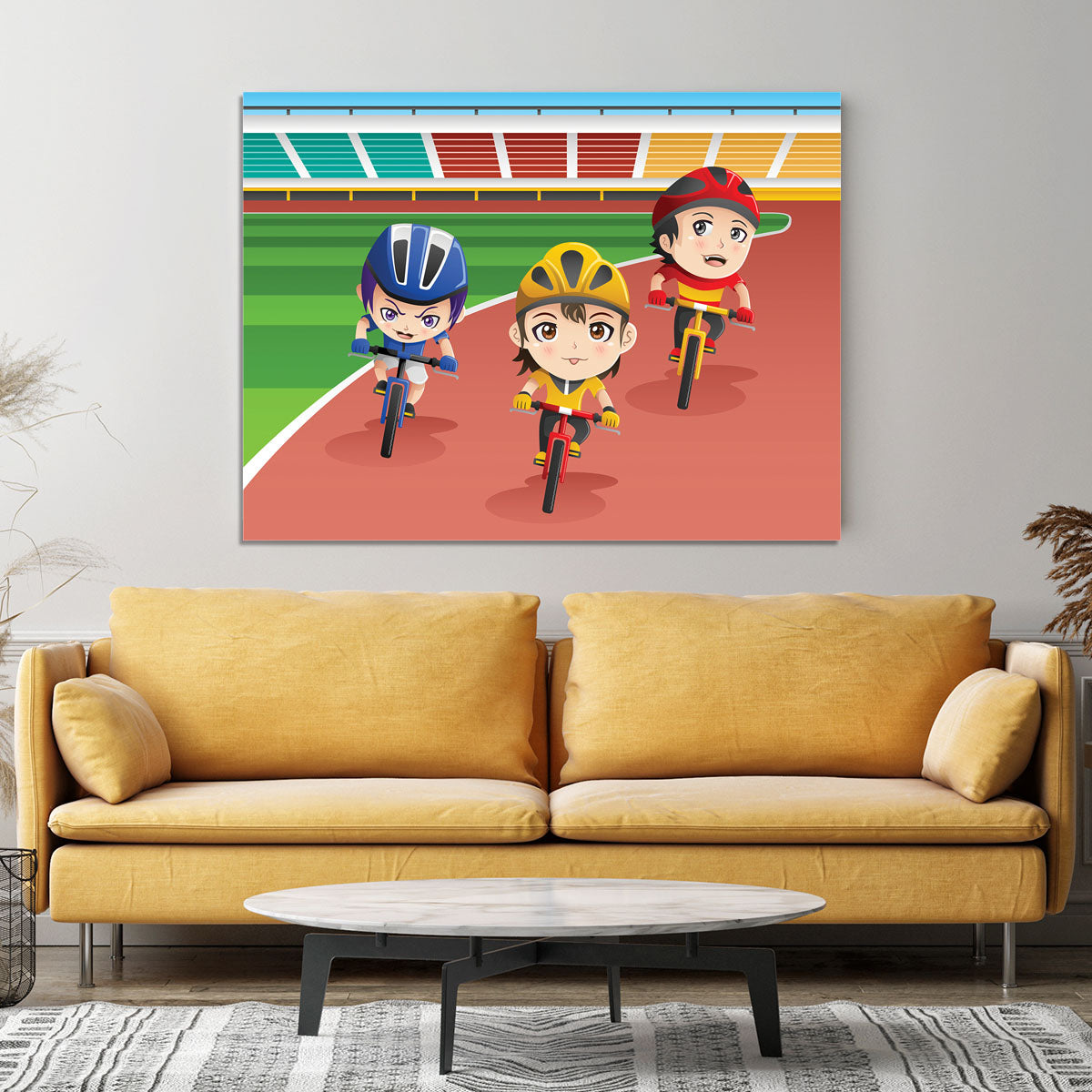 Happy kids in a bicycle race Canvas Print or Poster - Canvas Art Rocks - 4