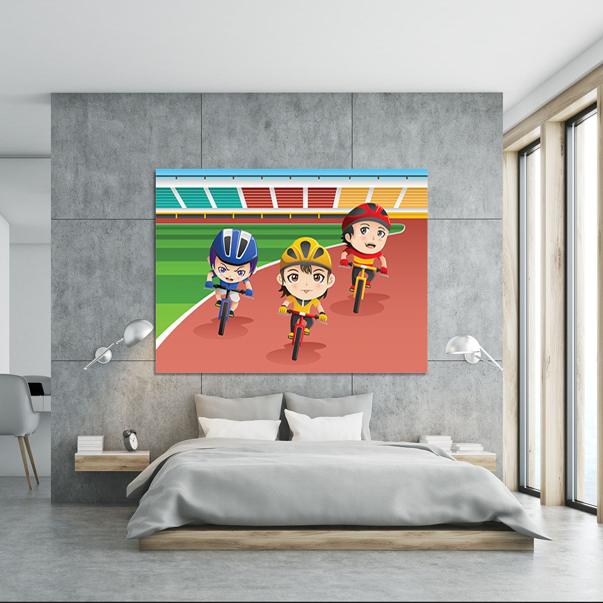Happy kids in a bicycle race Canvas Print or Poster - Canvas Art Rocks - 5