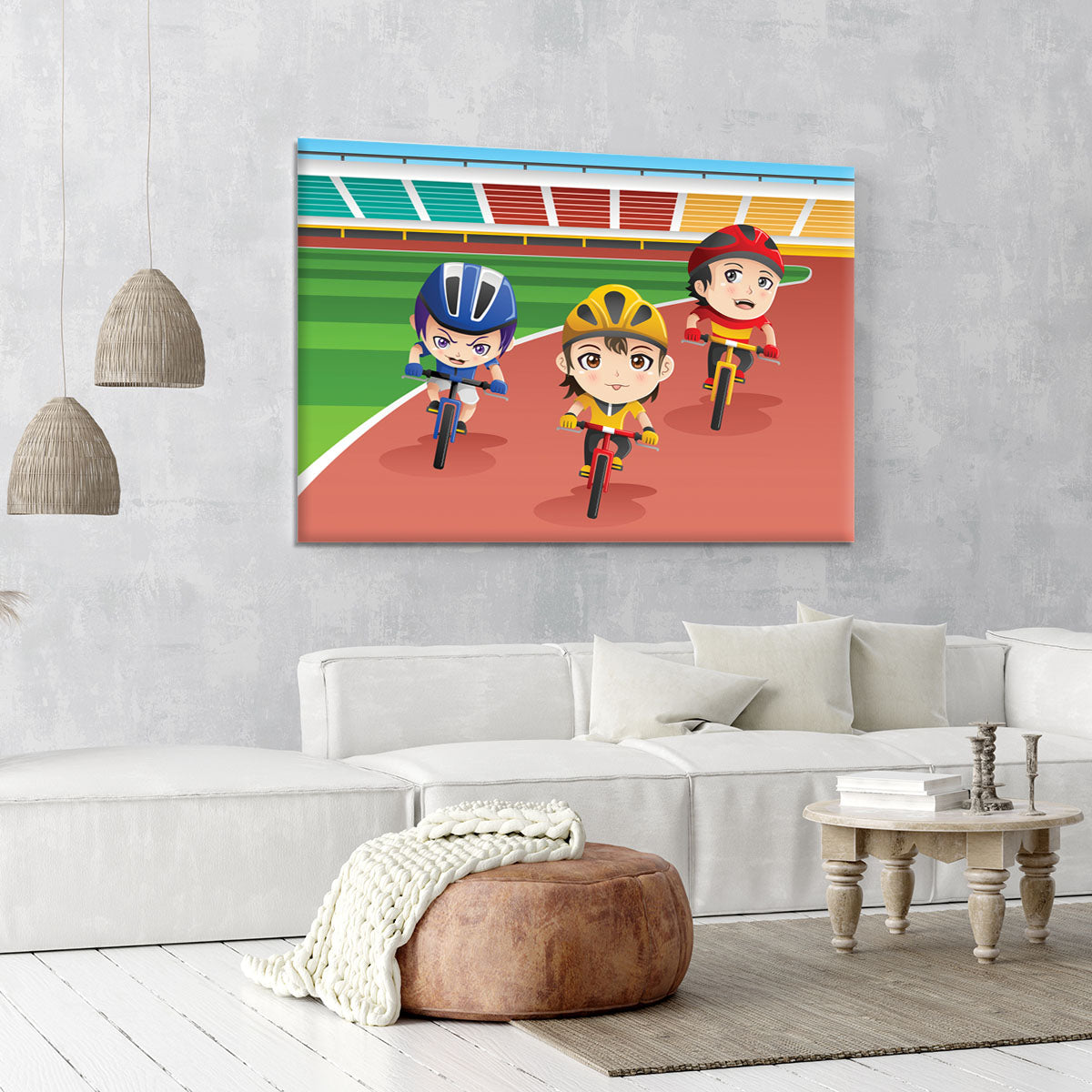 Happy kids in a bicycle race Canvas Print or Poster - Canvas Art Rocks - 6
