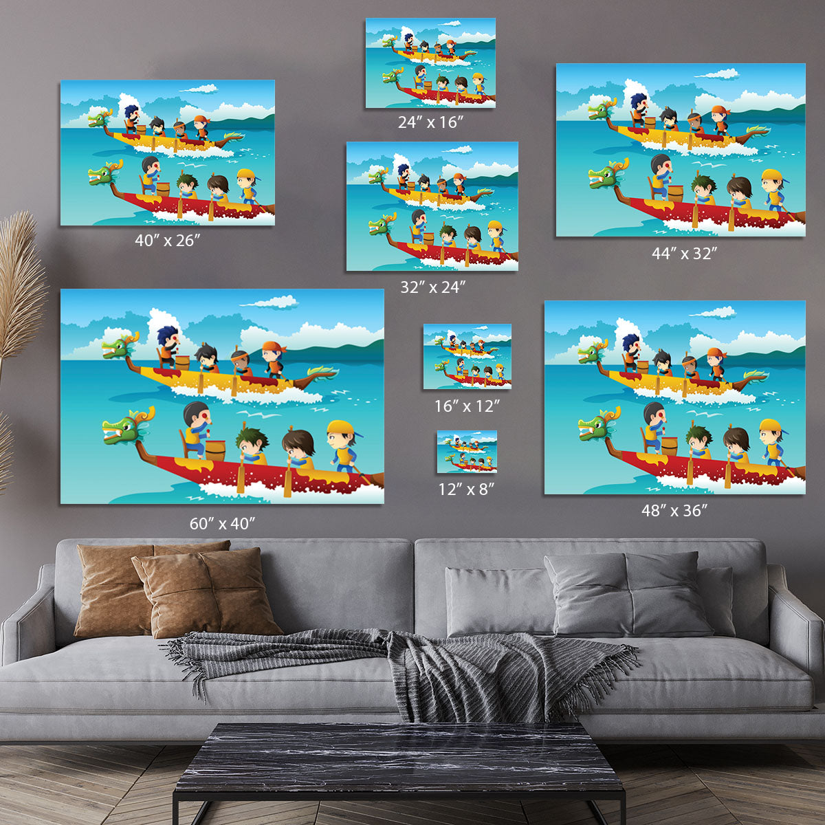 Happy kids in a boat race Canvas Print or Poster - Canvas Art Rocks - 7