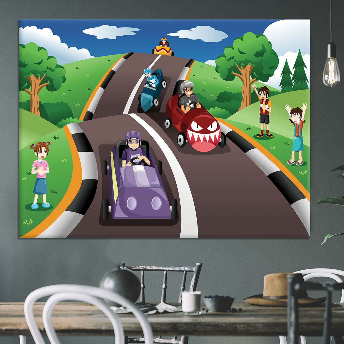 Happy kids in a box car race Canvas Print or Poster - Canvas Art Rocks - 3