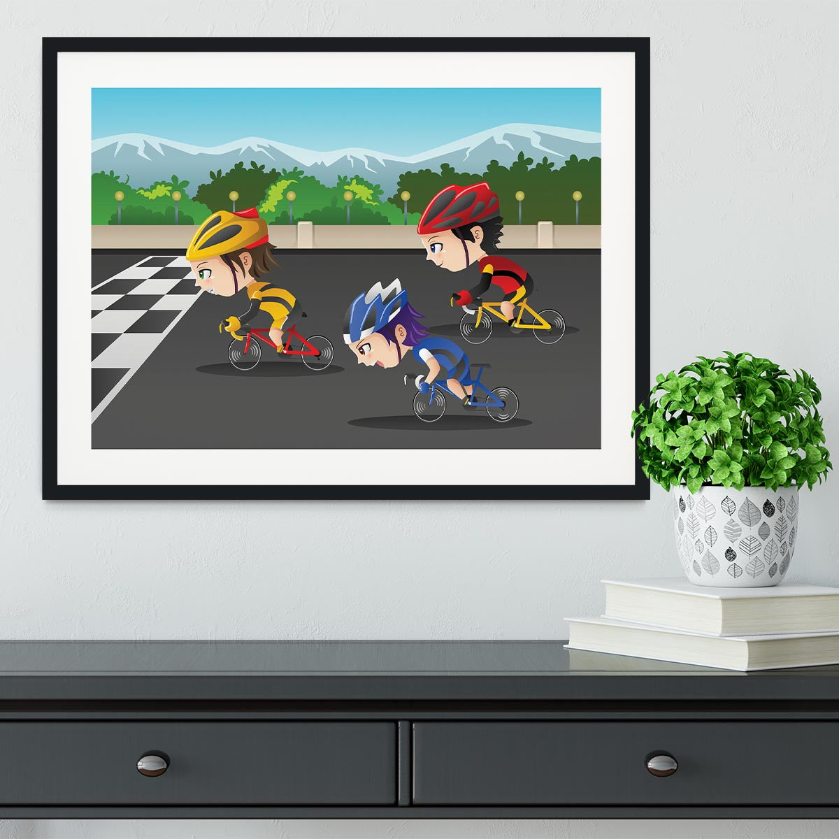Happy kids in a race Framed Print - Canvas Art Rocks - 1
