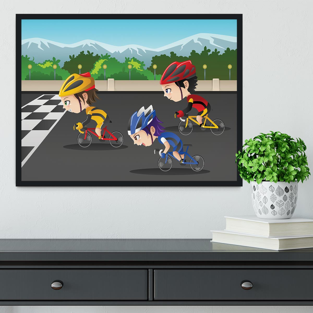 Happy kids in a race Framed Print - Canvas Art Rocks - 2