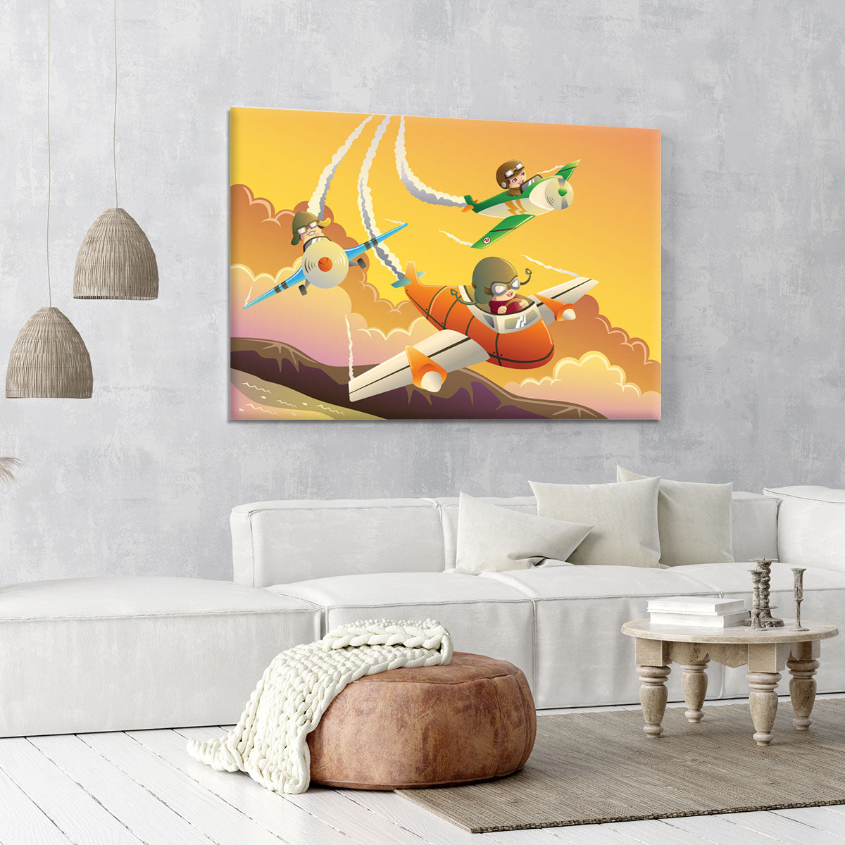 Happy kids in an airplane race Canvas Print or Poster - Canvas Art Rocks - 6