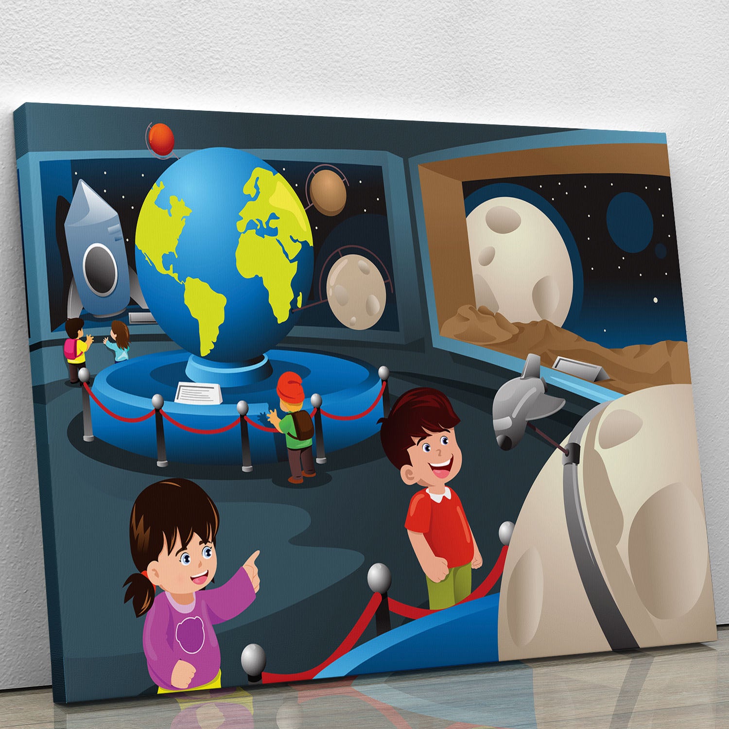Happy kids on field trip to a planetarium Canvas Print or Poster - Canvas Art Rocks - 1