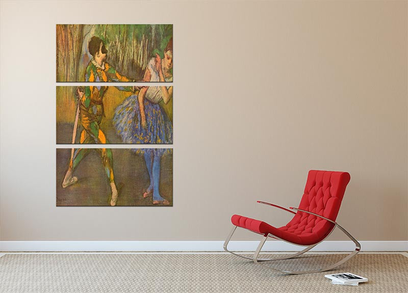 Harlequin and Columbine by Degas 3 Split Panel Canvas Print - Canvas Art Rocks - 2
