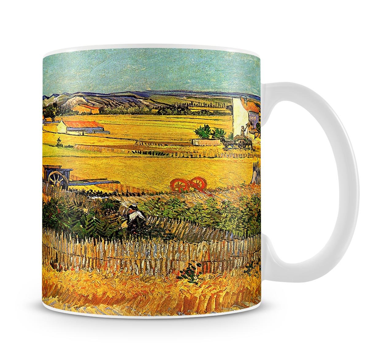 Harvest at La Crau with Montmajour in the Background by Van Gogh Mug - Canvas Art Rocks - 4