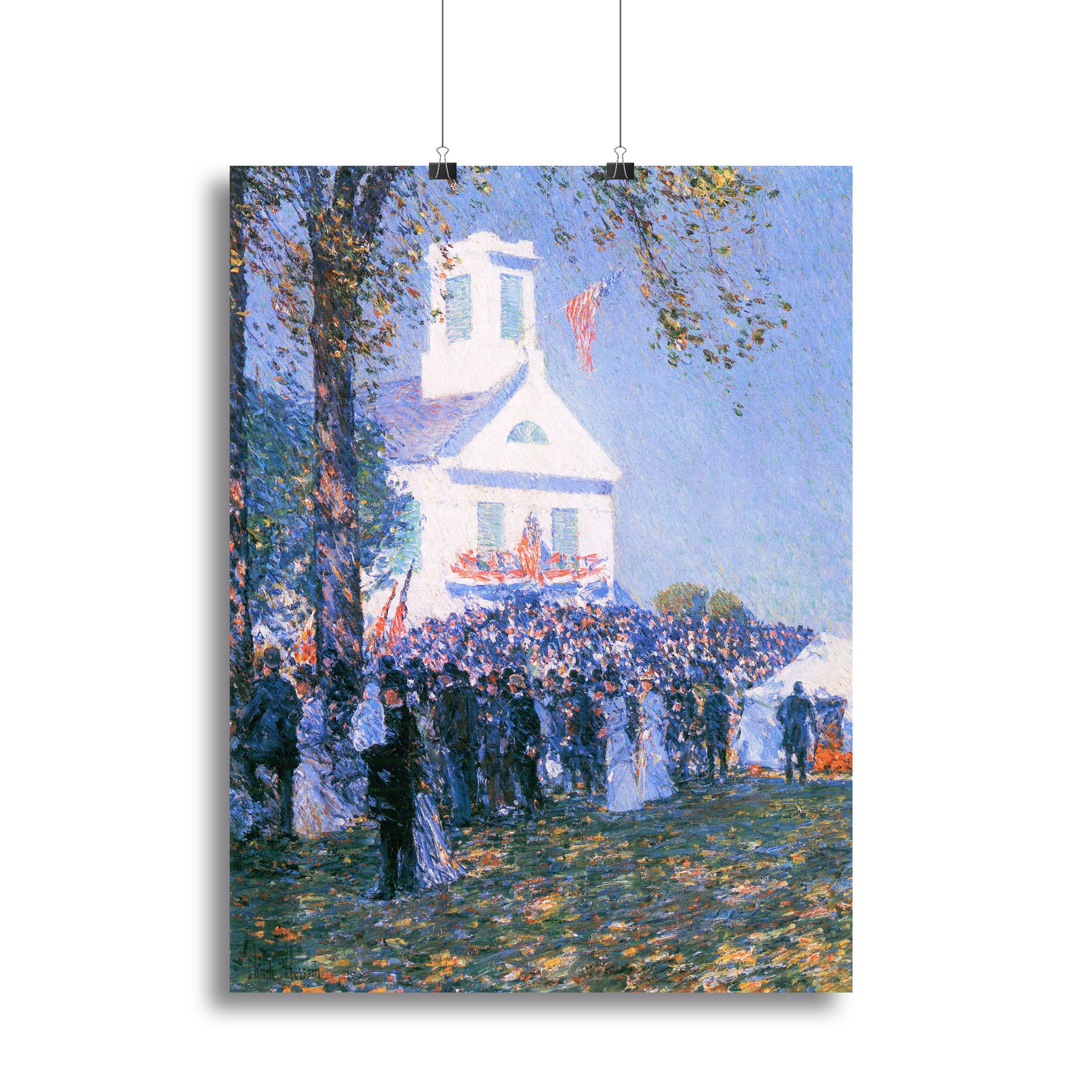 Harvest in a village in New England by Hassam Canvas Print or Poster - Canvas Art Rocks - 2
