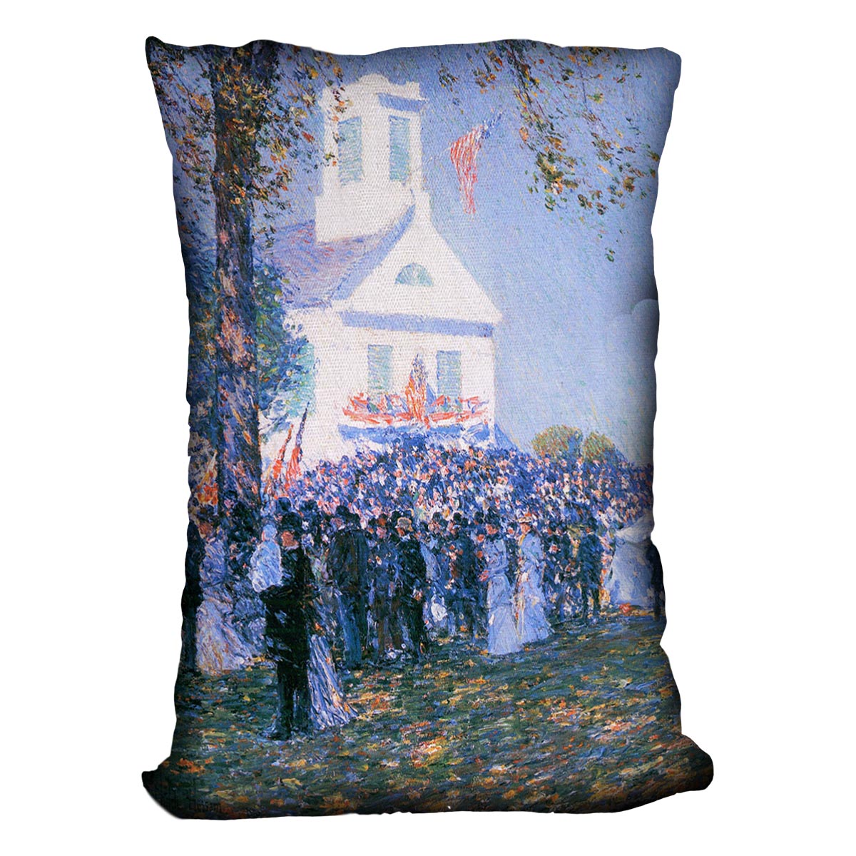 Harvest in a village in New England by Hassam Cushion - Canvas Art Rocks - 4