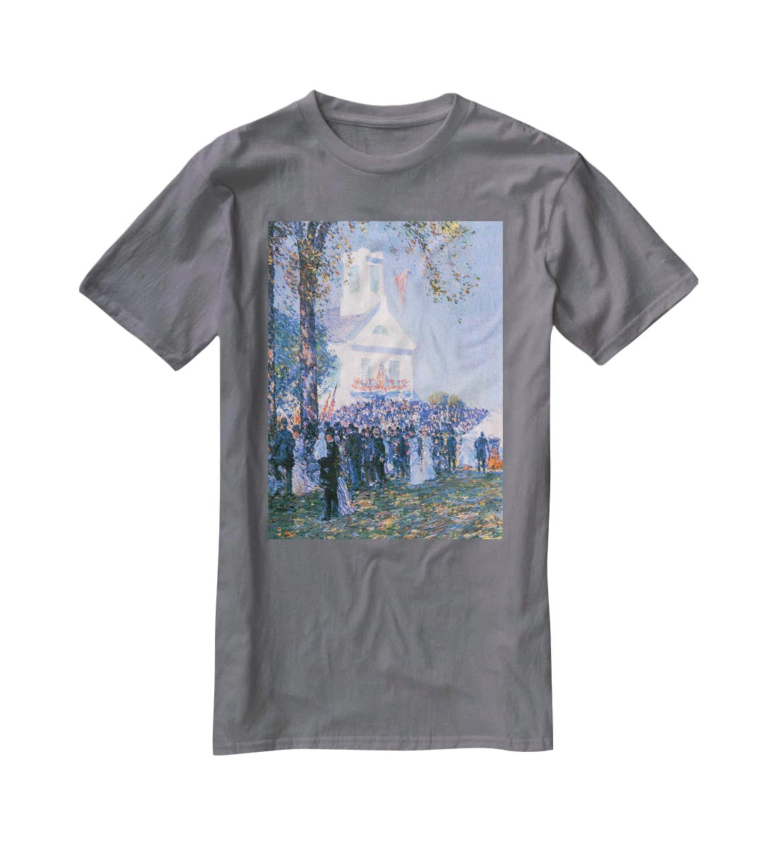 Harvest in a village in New England by Hassam T-Shirt - Canvas Art Rocks - 3