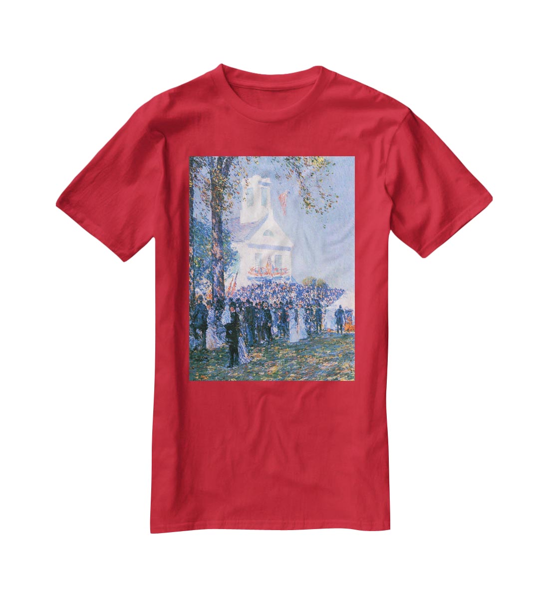 Harvest in a village in New England by Hassam T-Shirt - Canvas Art Rocks - 4
