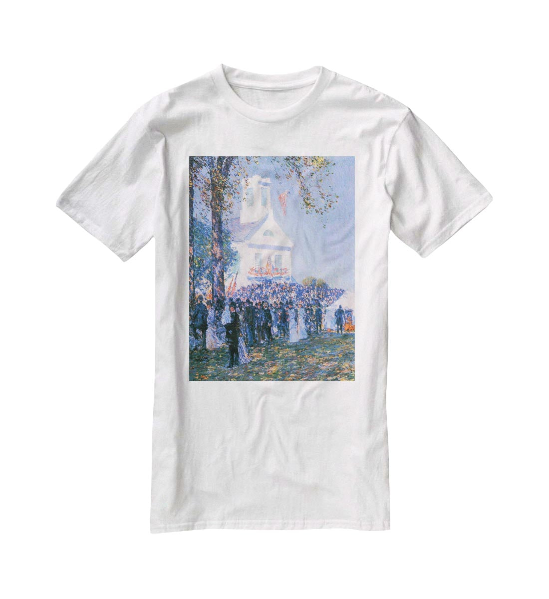 Harvest in a village in New England by Hassam T-Shirt - Canvas Art Rocks - 5