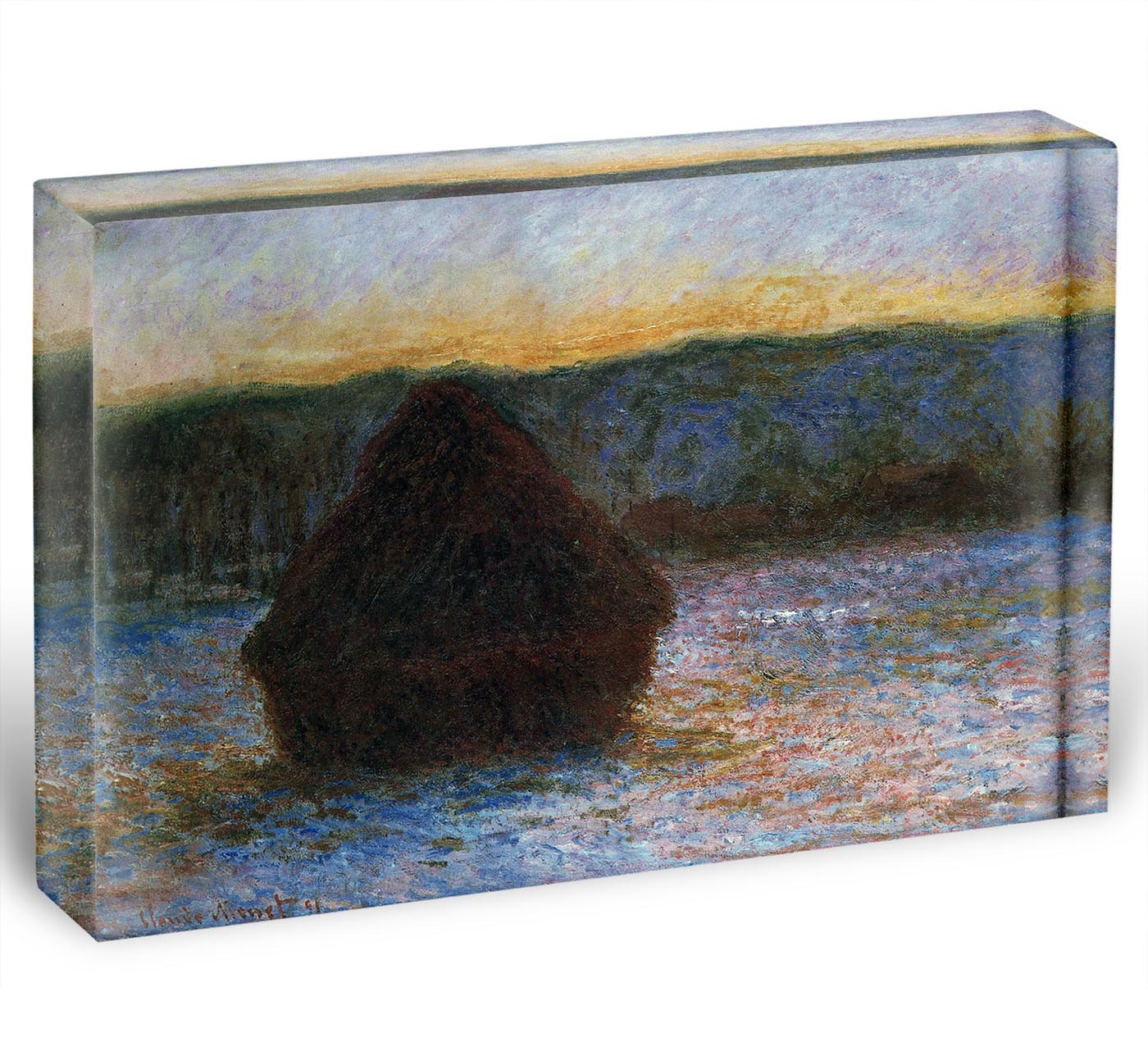 Haylofts thaw sunset by Monet Acrylic Block - Canvas Art Rocks - 1