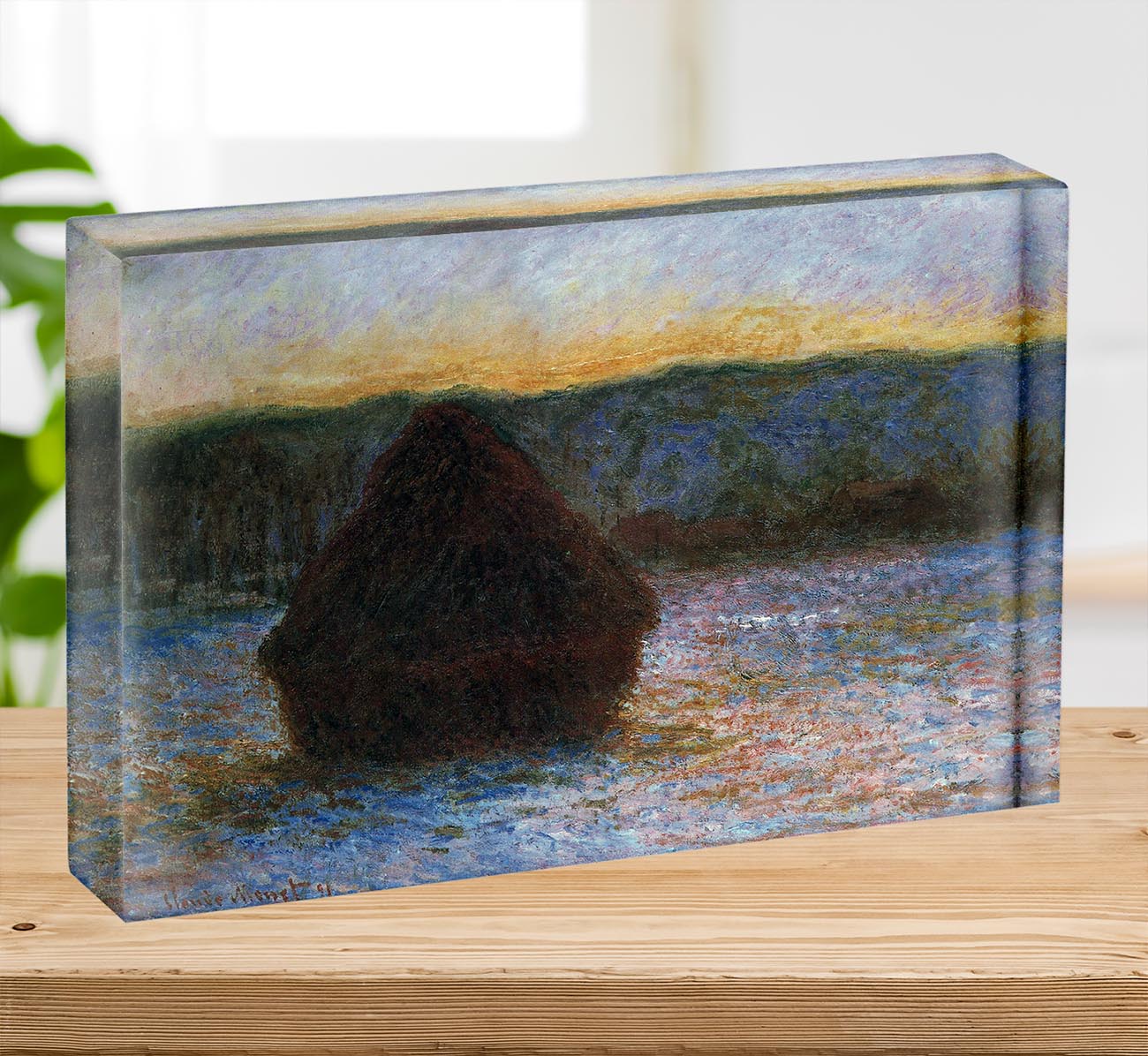 Haylofts thaw sunset by Monet Acrylic Block - Canvas Art Rocks - 2