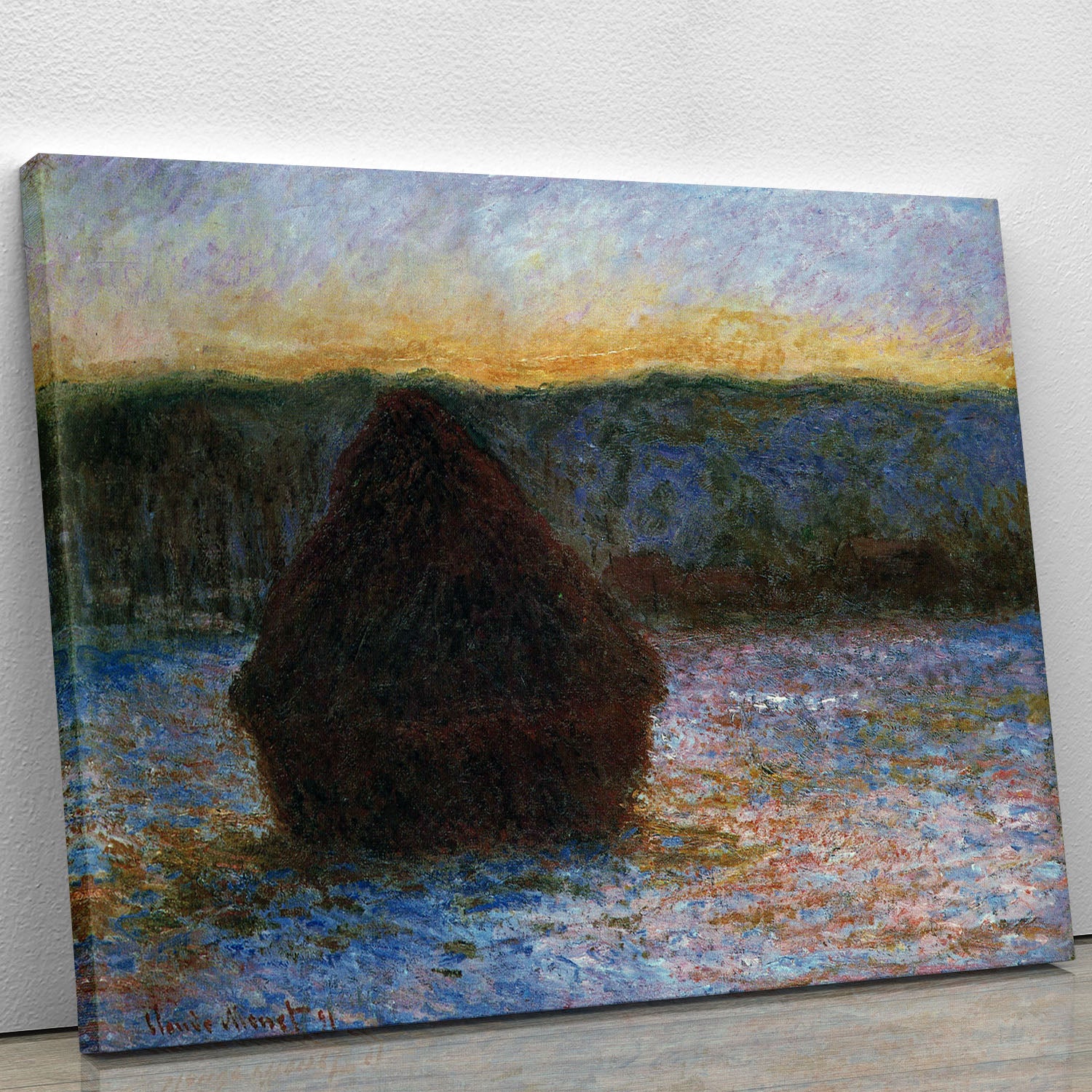 Haylofts thaw sunset by Monet Canvas Print or Poster - Canvas Art Rocks - 1