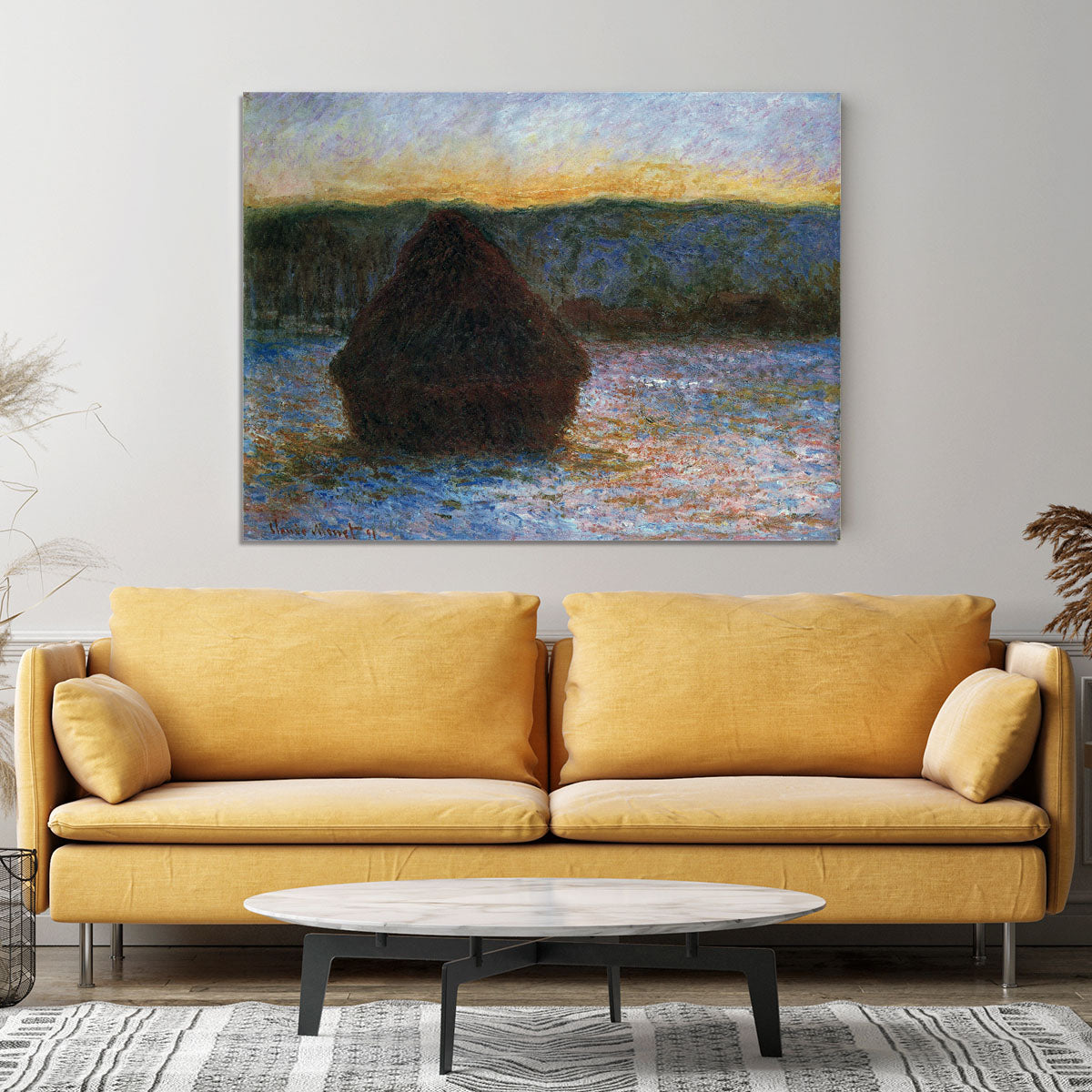Haylofts thaw sunset by Monet Canvas Print or Poster - Canvas Art Rocks - 4