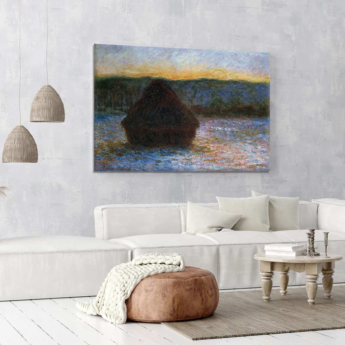 Haylofts thaw sunset by Monet Canvas Print or Poster - Canvas Art Rocks - 6