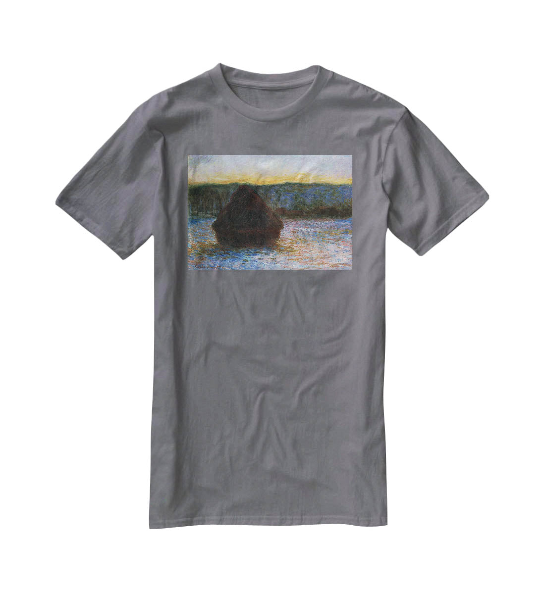 Haylofts thaw sunset by Monet T-Shirt - Canvas Art Rocks - 3