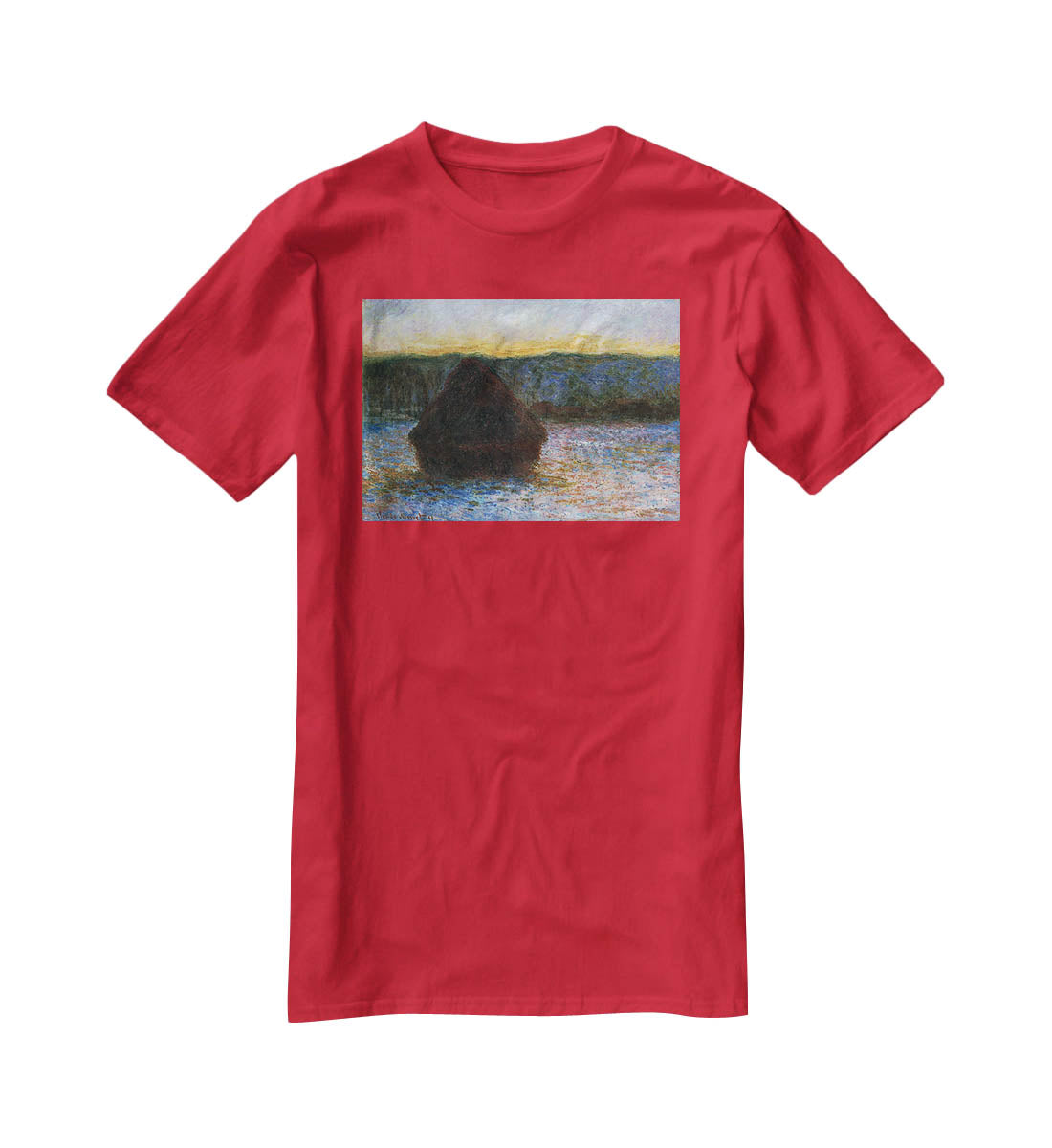 Haylofts thaw sunset by Monet T-Shirt - Canvas Art Rocks - 4