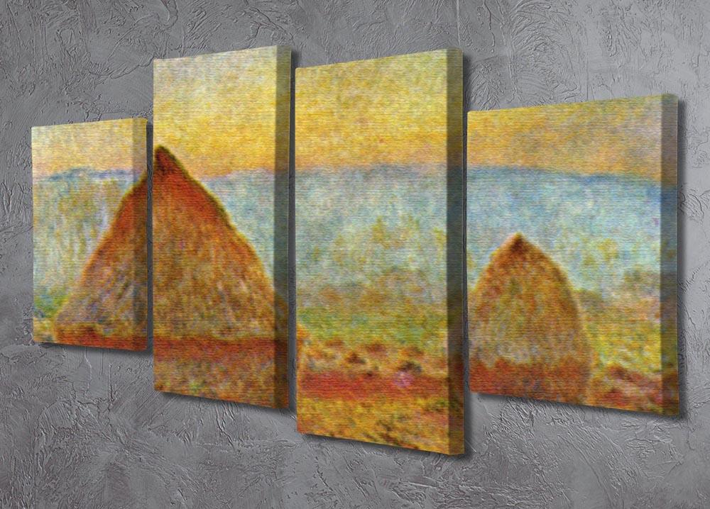 Haystack 1 by Monet 4 Split Panel Canvas - Canvas Art Rocks - 2