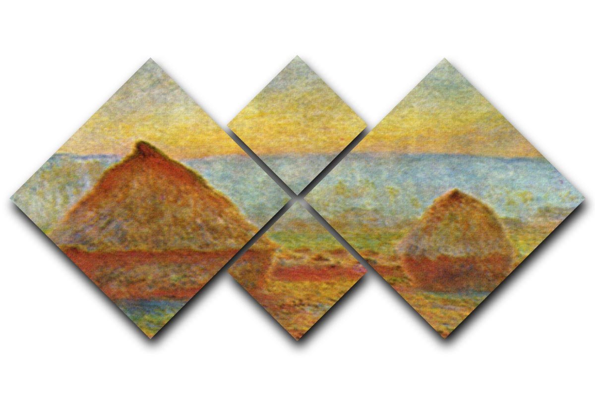 Haystack 1 by Monet 4 Square Multi Panel Canvas  - Canvas Art Rocks - 1