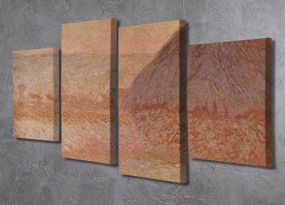Haystacks at sunset by Monet 4 Split Panel Canvas - Canvas Art Rocks - 2